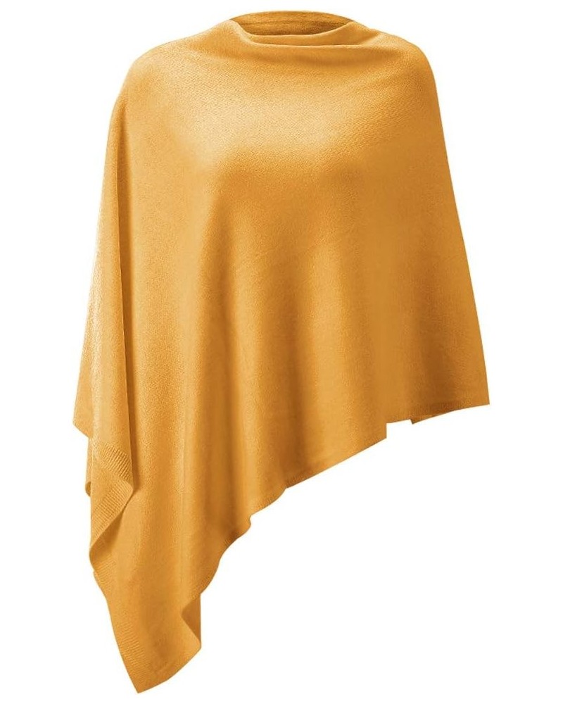 Women Ponchos Sweater Versatile Lightweight Solid Knitted Shawl Wrap Scarf Cape Accessories for Womens Mustard $17.59 Scarves