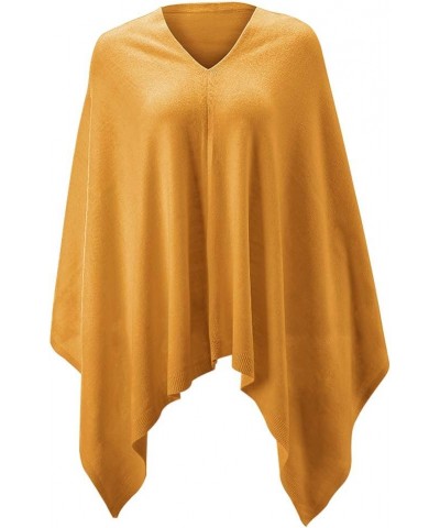 Women Ponchos Sweater Versatile Lightweight Solid Knitted Shawl Wrap Scarf Cape Accessories for Womens Mustard $17.59 Scarves