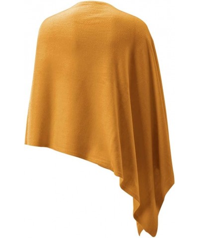 Women Ponchos Sweater Versatile Lightweight Solid Knitted Shawl Wrap Scarf Cape Accessories for Womens Mustard $17.59 Scarves