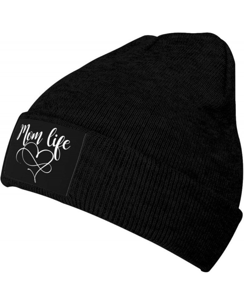 Mom Life Heart Knit Hat Winter Beanie Warm Cuffed Cap Ski Slouchy Hats Black $10.36 Skullies & Beanies