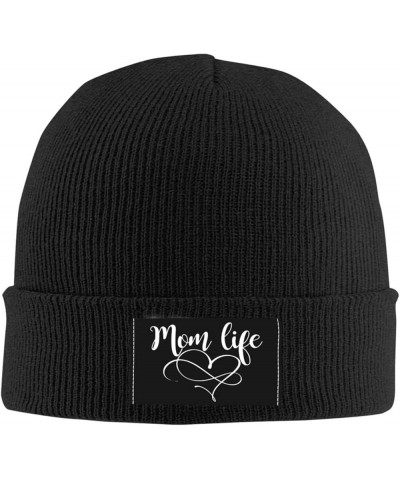 Mom Life Heart Knit Hat Winter Beanie Warm Cuffed Cap Ski Slouchy Hats Black $10.36 Skullies & Beanies