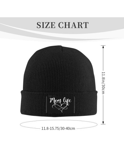 Mom Life Heart Knit Hat Winter Beanie Warm Cuffed Cap Ski Slouchy Hats Black $10.36 Skullies & Beanies