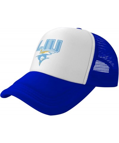 Long Island University Logo Trucker Hats for Both Men and Women - Mesh Baseball Snapback Hats Blue $23.96 Baseball Caps