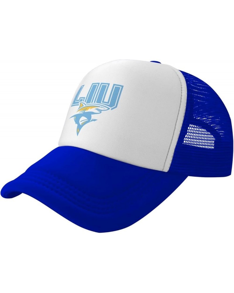 Long Island University Logo Trucker Hats for Both Men and Women - Mesh Baseball Snapback Hats Blue $23.96 Baseball Caps