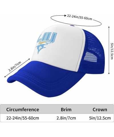 Long Island University Logo Trucker Hats for Both Men and Women - Mesh Baseball Snapback Hats Blue $23.96 Baseball Caps