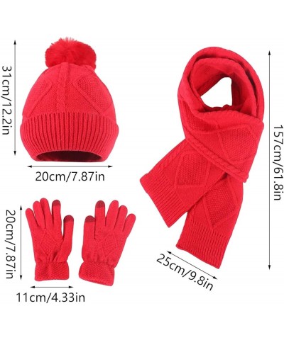 Winter Wool Knitted Hat Scarf Gloves Fashion Warm Three Piece Set Hat Gloves Scarf Set Beige $14.51 Scarves