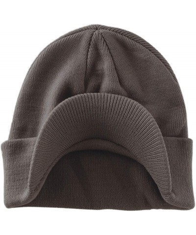 Men's Winter Beanie Hat with Brim Warm Double Knit Cuff Beanie Cap Dark Gray $11.59 Rain Hats