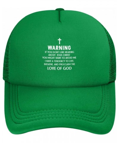 Warning if You Don't Like Hearing About Jesus Trucker Hat Women Mesh Baseball Cap Sun Hat Men Dad Hat Black Green $10.12 Base...