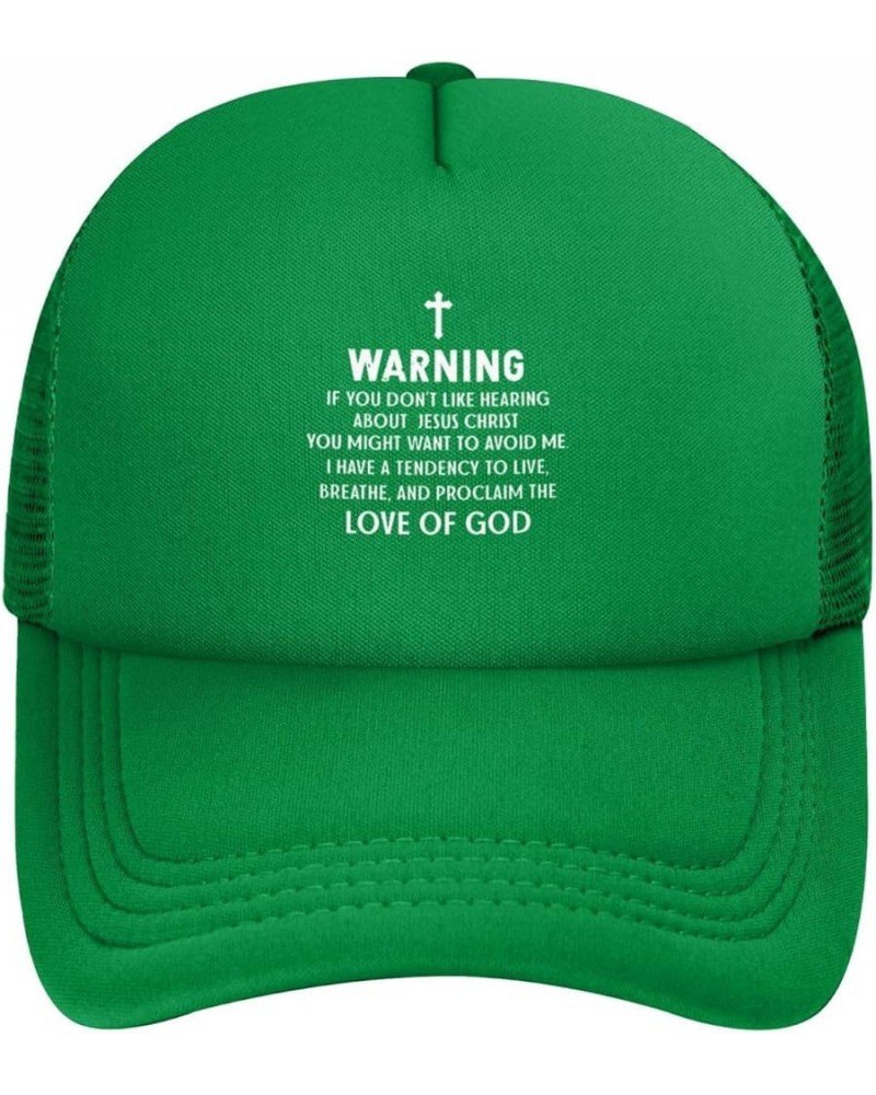 Warning if You Don't Like Hearing About Jesus Trucker Hat Women Mesh Baseball Cap Sun Hat Men Dad Hat Black Green $10.12 Base...