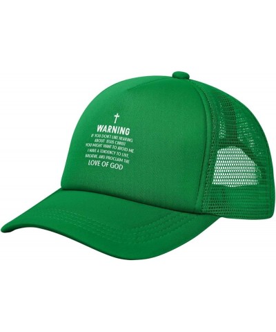 Warning if You Don't Like Hearing About Jesus Trucker Hat Women Mesh Baseball Cap Sun Hat Men Dad Hat Black Green $10.12 Base...