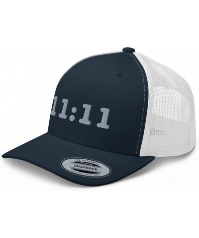 11:11 Trucker Hat Mid Crown Curved Bill Trendy Eleven Eleven Hat Spiritual Sincronicity Awaken Number Navy/ White $19.22 Base...