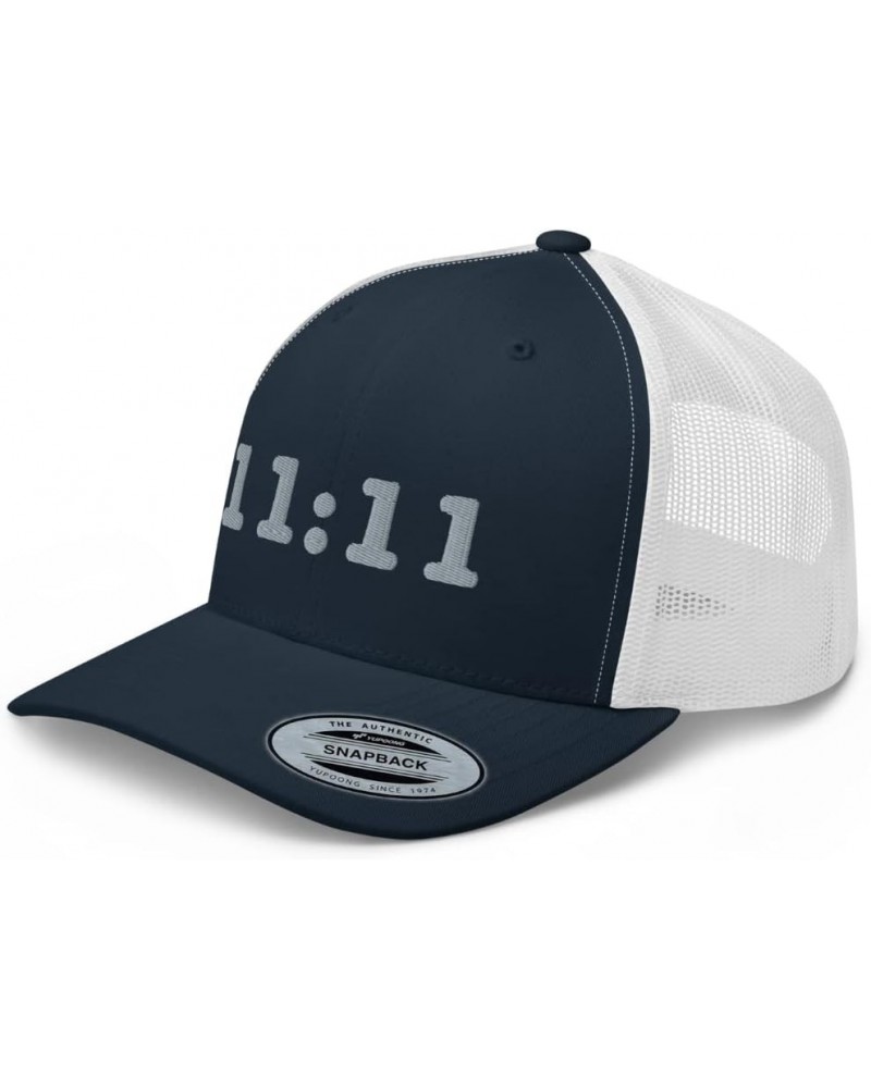 11:11 Trucker Hat Mid Crown Curved Bill Trendy Eleven Eleven Hat Spiritual Sincronicity Awaken Number Navy/ White $19.22 Base...