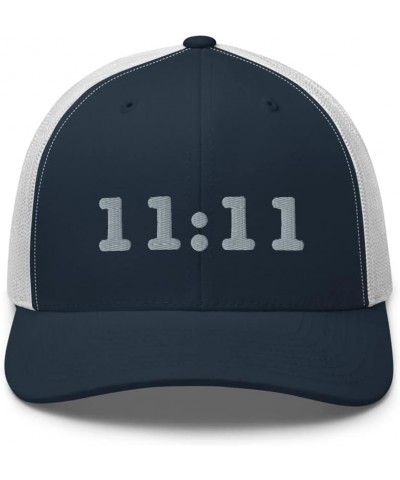 11:11 Trucker Hat Mid Crown Curved Bill Trendy Eleven Eleven Hat Spiritual Sincronicity Awaken Number Navy/ White $19.22 Base...