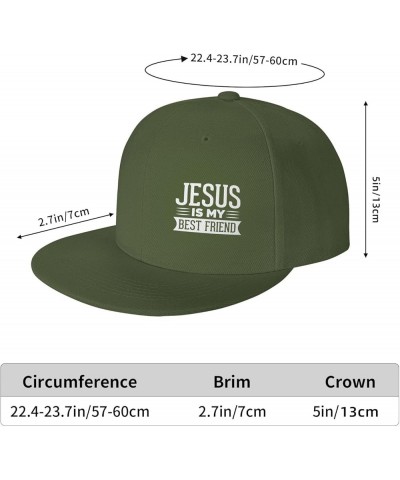 Jesus is-My Best Friend Hats for Men Black Hat Flat Bill Mens Dad Hats Fashion Baseball Cap Moss Green $9.00 Baseball Caps