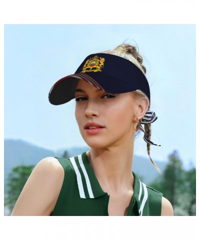 Coat of Arms of Morocco Visor Cap Adjustable Uv Protection Sun Visor Hats Empty Top Baseball Hat for Women and Men Black $14....