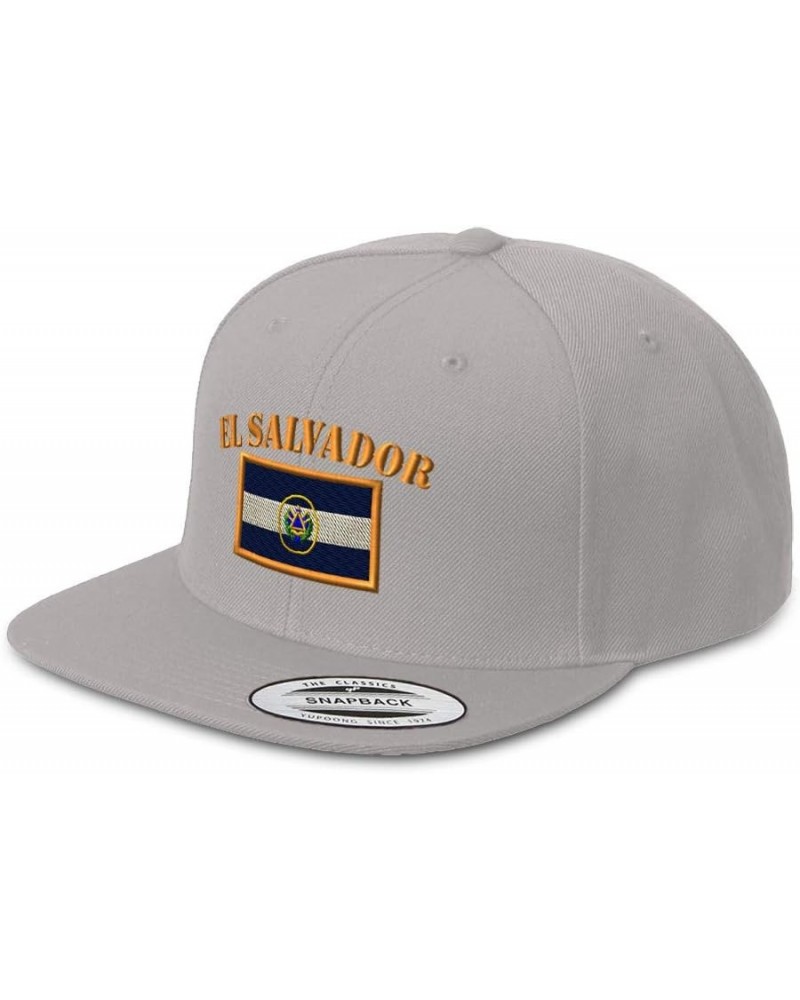 Snapback Hats for Men & Women El Salvador Flag Embroidery Flat Bill Baseball Cap Silver $15.84 Baseball Caps