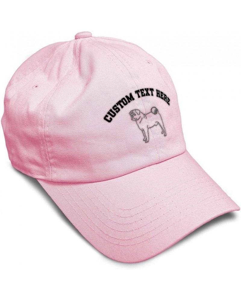 Soft Baseball Cap Domestic Pug Dog Embroidery Dogs Sideview Twill Cotton Breed Dad Hats for Men & Women Soft Pink Personalize...