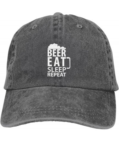 Beer Eat Sleep Repeat Ponytail Baseball Cap Vintage Denim Cowboy Hat Washed Trucker Hats Deep Heather $9.36 Baseball Caps