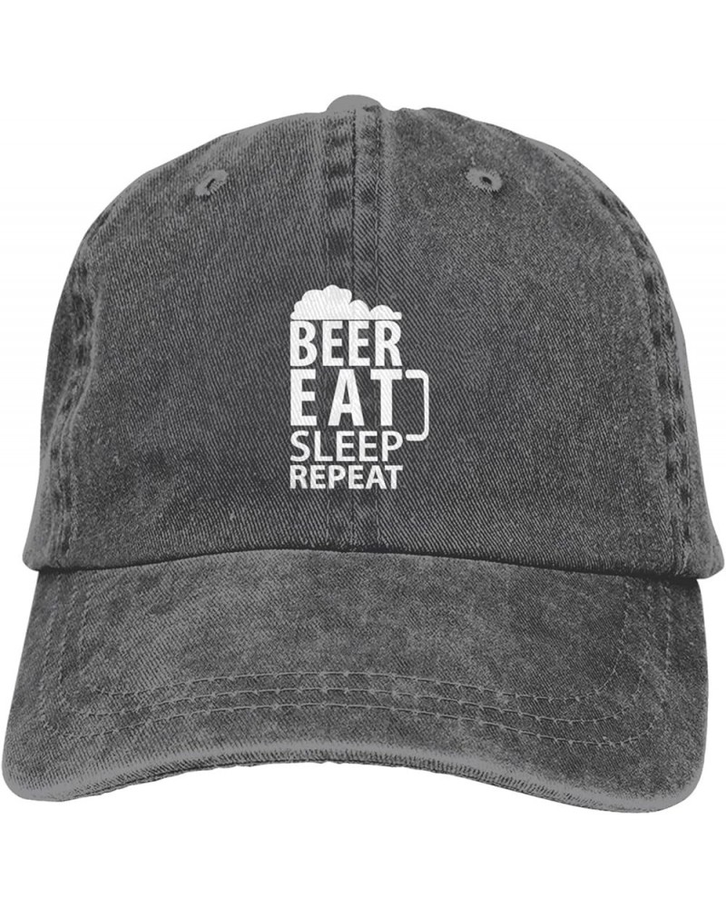 Beer Eat Sleep Repeat Ponytail Baseball Cap Vintage Denim Cowboy Hat Washed Trucker Hats Deep Heather $9.36 Baseball Caps