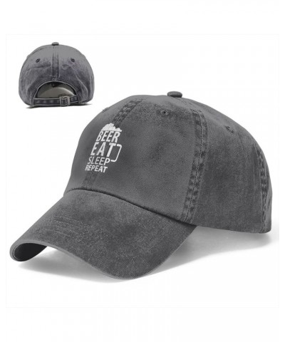 Beer Eat Sleep Repeat Ponytail Baseball Cap Vintage Denim Cowboy Hat Washed Trucker Hats Deep Heather $9.36 Baseball Caps