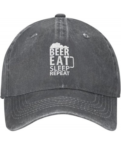 Beer Eat Sleep Repeat Ponytail Baseball Cap Vintage Denim Cowboy Hat Washed Trucker Hats Deep Heather $9.36 Baseball Caps