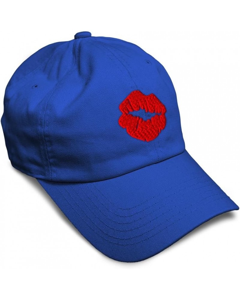 Soft Baseball Cap Red Lips Kiss Embroidery Love Lips Embroidery Cotton Dad Hats for Men & Women Royal Blue $15.95 Baseball Caps