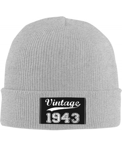 Funny Vintage 1943 80th Birthday Gifts Beanie Hat Men Winter Knit Hat Women Slouchy Skull Cap Hedging Hat Black Gray $9.96 Sk...