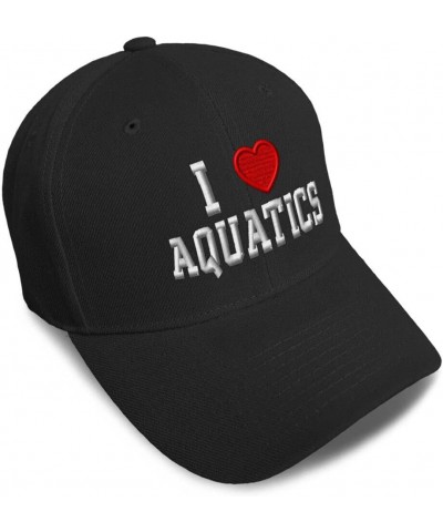 New Baseball Cap I (Love) Aquatics Red Heart Sports Lovers Dad Hats for Men & Women Black $13.34 Baseball Caps