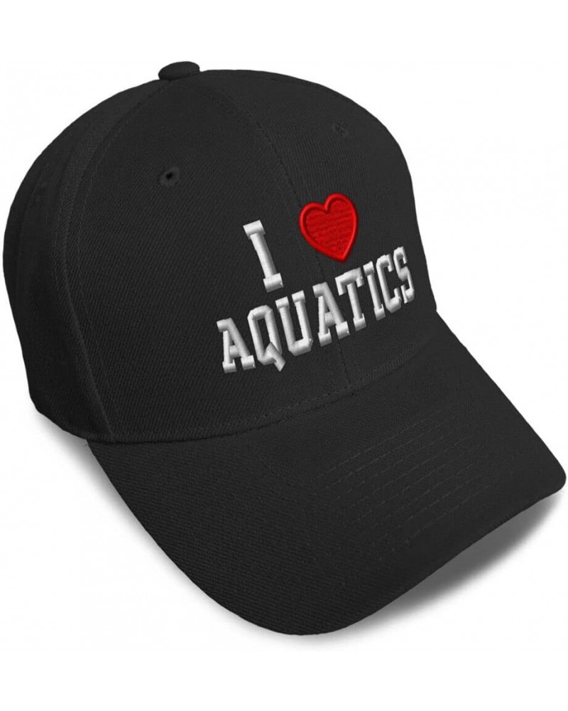 New Baseball Cap I (Love) Aquatics Red Heart Sports Lovers Dad Hats for Men & Women Black $13.34 Baseball Caps