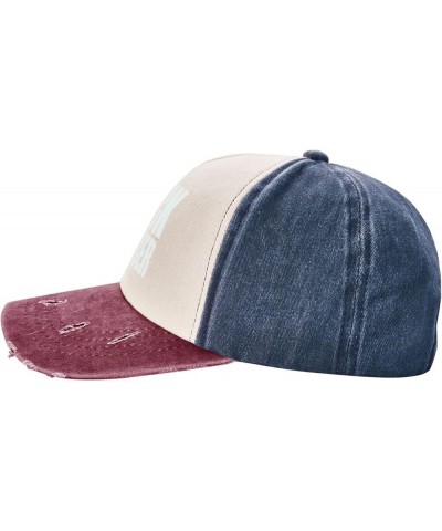 Fuck-Cancer Washed Baseball Cap Cowboy Hat Denim Cap Dark Red Hat for Men Women Navy and Red $10.61 Cowboy Hats