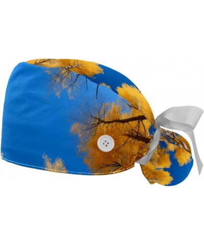 2-Pc Gourd Shaped Working Cap,Fisherman Hat with Buttons and Cotton Sweatband,Autumn Sky Golden Trees $10.12 Skullies & Beanies