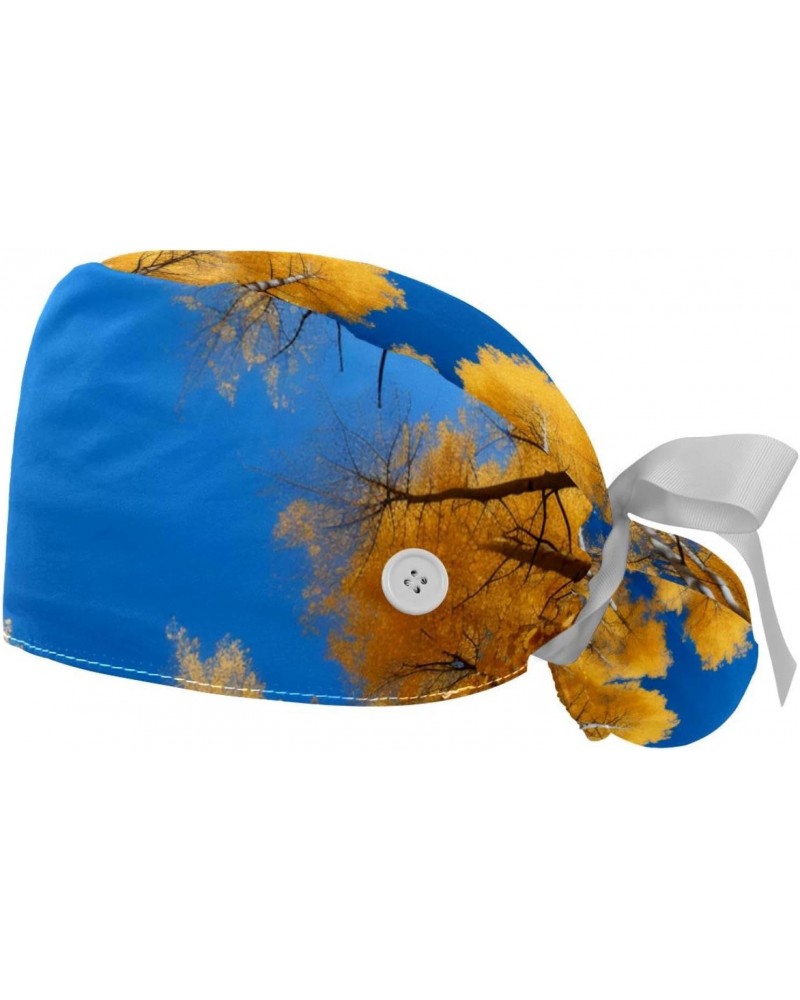 2-Pc Gourd Shaped Working Cap,Fisherman Hat with Buttons and Cotton Sweatband,Autumn Sky Golden Trees $10.12 Skullies & Beanies