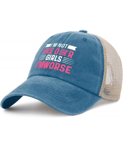 I'm Not Like Other Girls I'm Worse Hat for Womens Retro Ball Cap Womens AllBlack Caps Trendy for Artists Lake Blue $11.86 Bas...