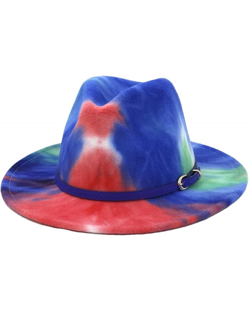 Women Tie Dye Printed Colour Fedora Hat Lady Girl Men Boy Unisex Dress Party Felt Jazz Cap Navy $18.96 Fedoras