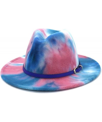 Women Tie Dye Printed Colour Fedora Hat Lady Girl Men Boy Unisex Dress Party Felt Jazz Cap Navy $18.96 Fedoras