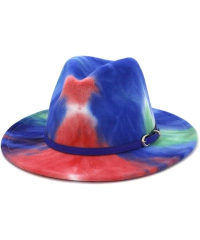 Women Tie Dye Printed Colour Fedora Hat Lady Girl Men Boy Unisex Dress Party Felt Jazz Cap Navy $18.96 Fedoras