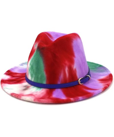 Women Tie Dye Printed Colour Fedora Hat Lady Girl Men Boy Unisex Dress Party Felt Jazz Cap Navy $18.96 Fedoras