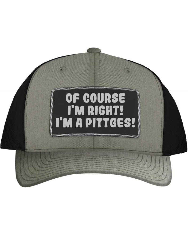 of Course I'm Right! I'm A Pittges! - Leather Black Patch Engraved Trucker Hat Heather/black $19.45 Baseball Caps