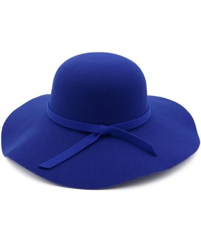 Autumn Winter Hats for Women Soft Vintage Wool Felt Fedoras Hat Solid Ladies Floppy Wide Brim Dome Cap Blue $11.99 Fedoras