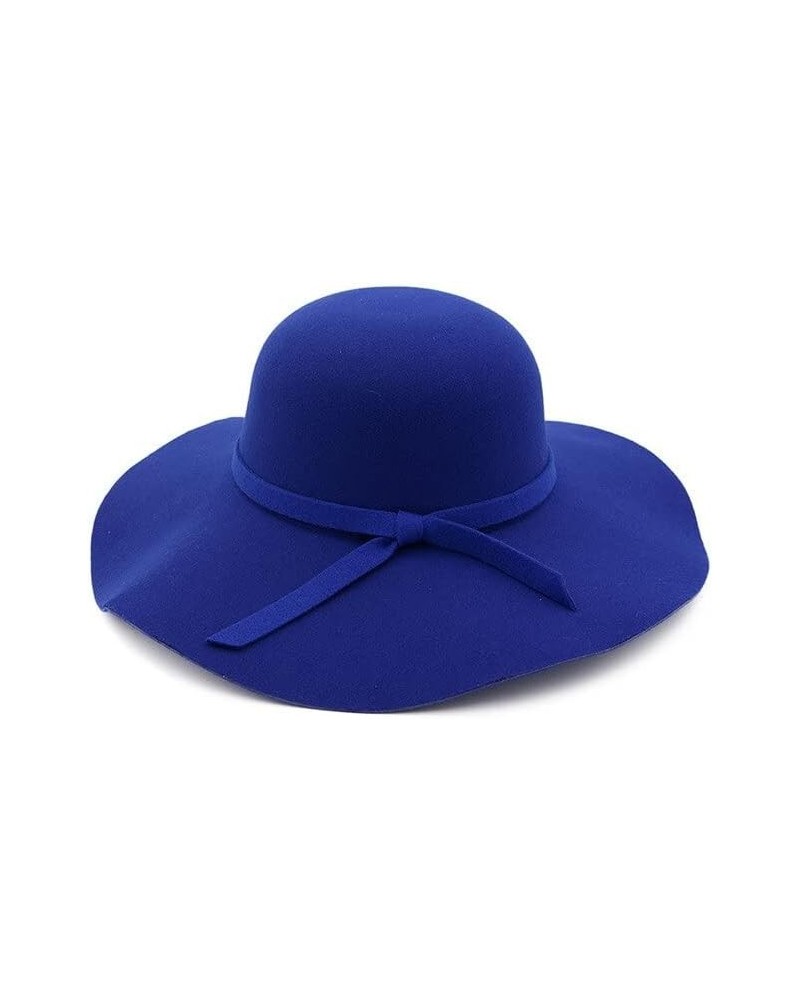 Autumn Winter Hats for Women Soft Vintage Wool Felt Fedoras Hat Solid Ladies Floppy Wide Brim Dome Cap Blue $11.99 Fedoras