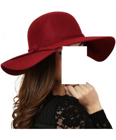 Autumn Winter Hats for Women Soft Vintage Wool Felt Fedoras Hat Solid Ladies Floppy Wide Brim Dome Cap Blue $11.99 Fedoras