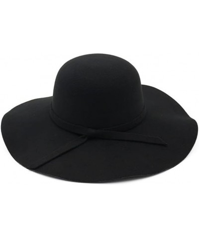 Autumn Winter Hats for Women Soft Vintage Wool Felt Fedoras Hat Solid Ladies Floppy Wide Brim Dome Cap Blue $11.99 Fedoras