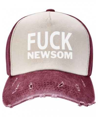 Fuck Newsom Upgrade Your Style with Funny Adjustable Cotton Baseball Caps for Men and Women Dark Red $17.45 Baseball Caps