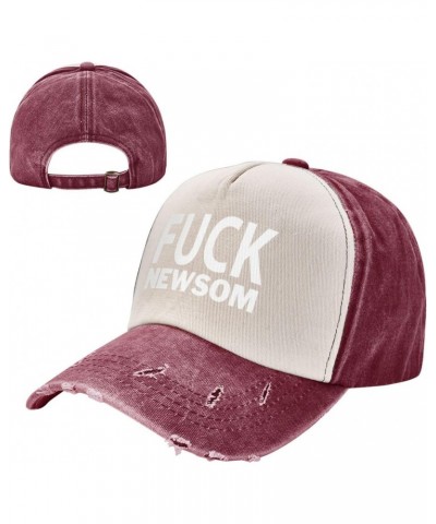 Fuck Newsom Upgrade Your Style with Funny Adjustable Cotton Baseball Caps for Men and Women Dark Red $17.45 Baseball Caps