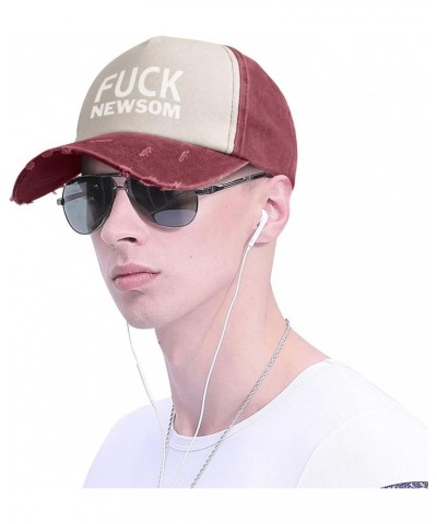 Fuck Newsom Upgrade Your Style with Funny Adjustable Cotton Baseball Caps for Men and Women Dark Red $17.45 Baseball Caps