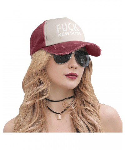 Fuck Newsom Upgrade Your Style with Funny Adjustable Cotton Baseball Caps for Men and Women Dark Red $17.45 Baseball Caps