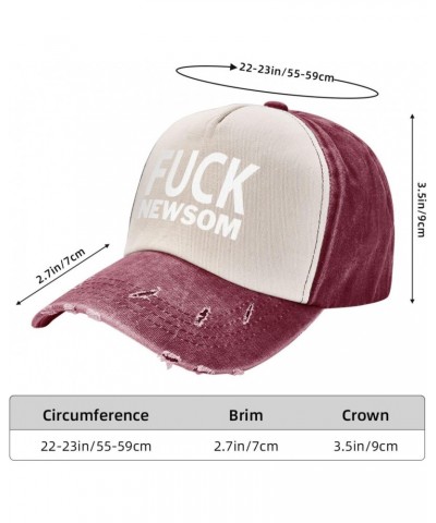 Fuck Newsom Upgrade Your Style with Funny Adjustable Cotton Baseball Caps for Men and Women Dark Red $17.45 Baseball Caps