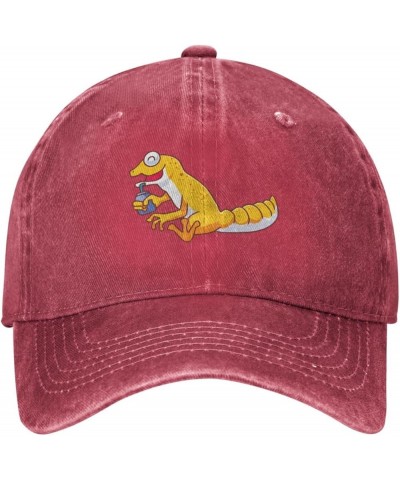 Cute Gecko Lizard Drinking Water Baseball Cap for Men Women Hat Vintage Cowboy Hats Adjustable Trucker Caps Red $11.47 Baseba...