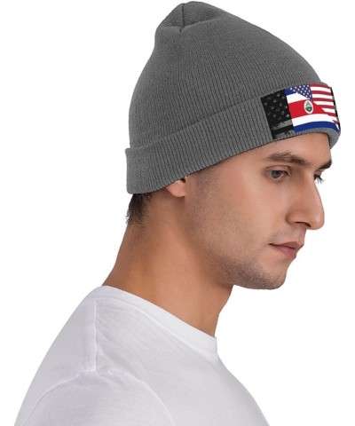 Costa Rica American Flag Knit Hats Winter Warm Chunky Beanie Hat for Men Women Deep Heather $13.55 Skullies & Beanies