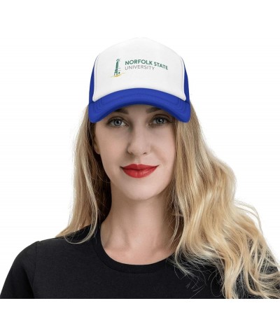 Norfolk A State University Logo Trucker Hats for Both Men and Women - Mesh Baseball Snapback Hats Blue $19.05 Baseball Caps